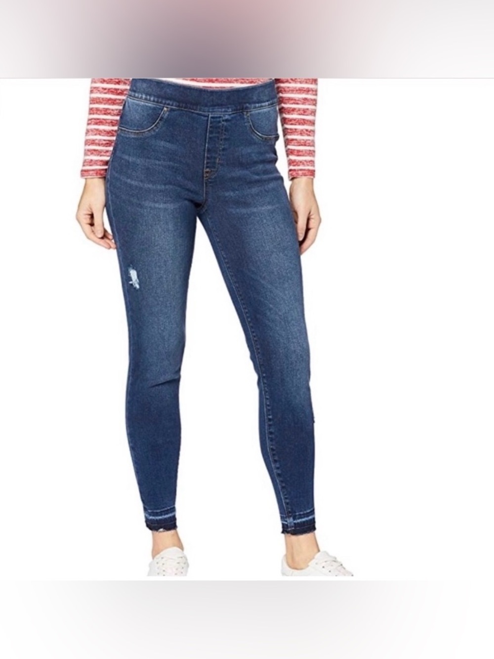 NWT Spanx Distressed Ankle Skinny Jeans High Rise Medium Wash Shapewear
